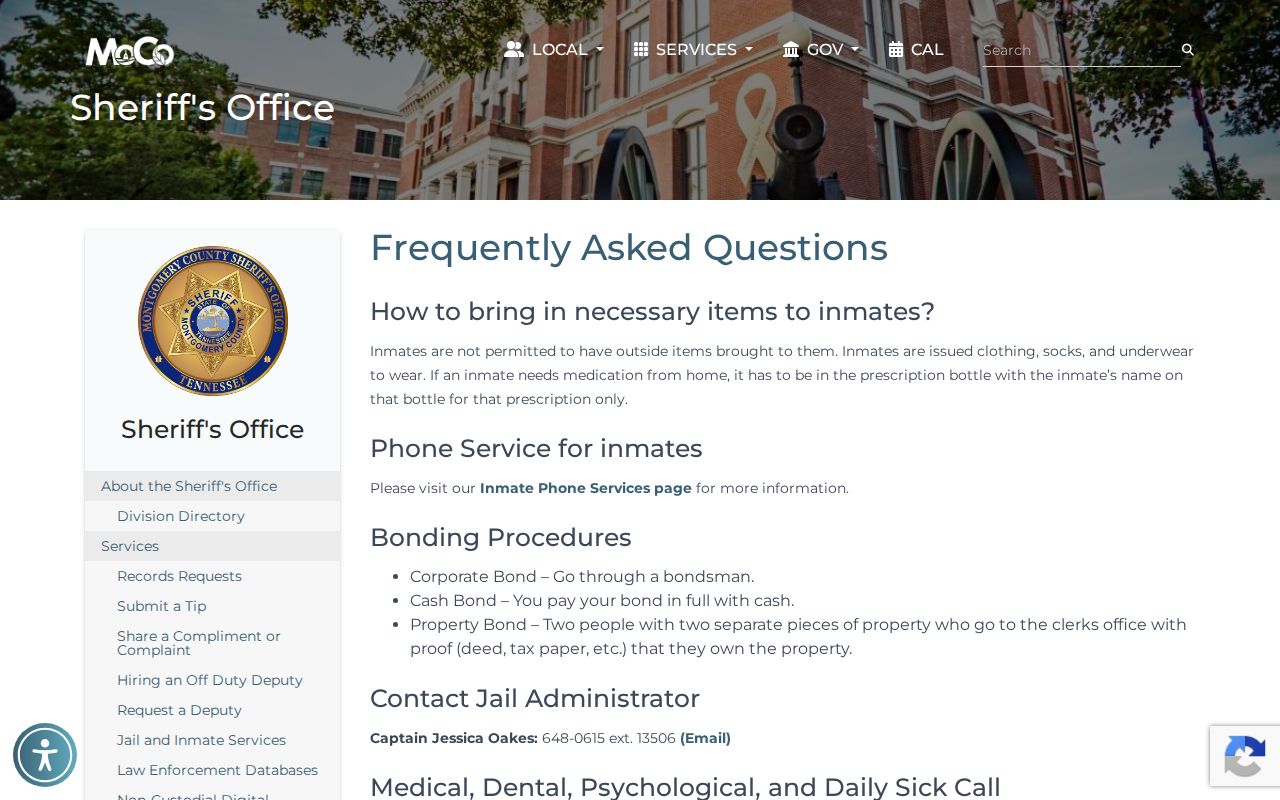 Montgomery County warrant jail bond information