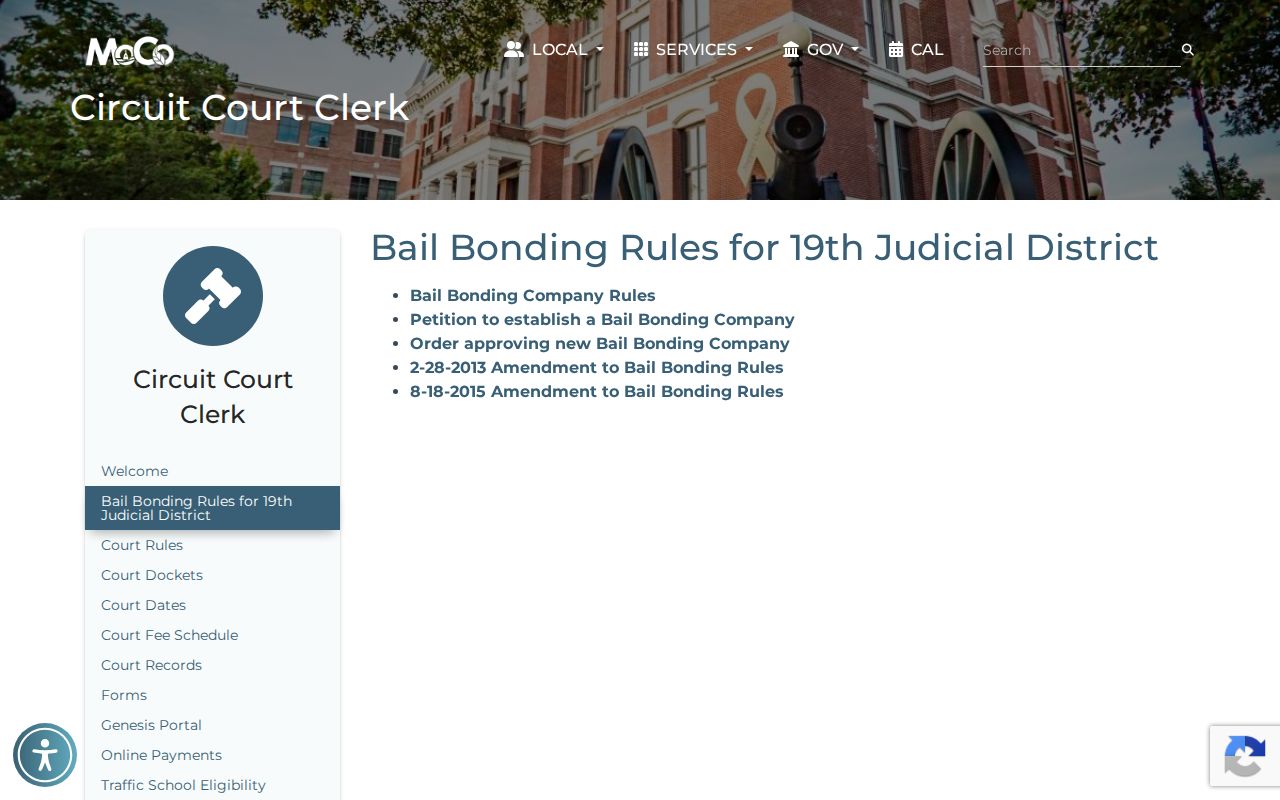 19th Judicial District bail rules relevant to a Montgomery County bench warrant
