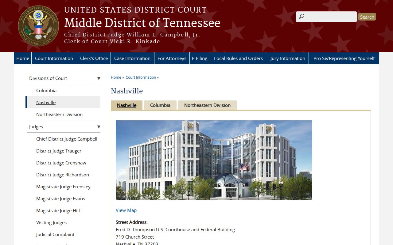 Middle District federal courthouse serving warrant cases near Montgomery County
