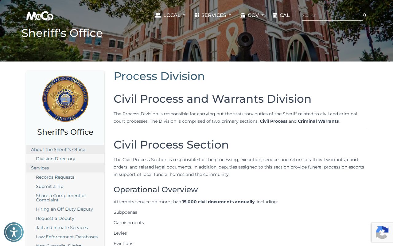 Montgomery County warrant process and 2025 sheriff activity